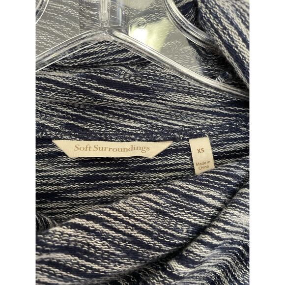 Soft Surroundings Tunic XS Roll Tab Sleeve Navy Cowl Neck Top Lagenlook Coastal - Picture 4 of 9